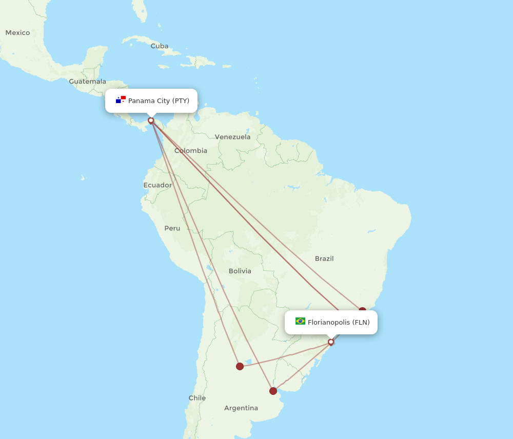 PTY-FLN flight routes