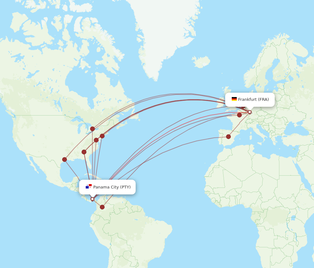 PTY to FRA flights and routes map