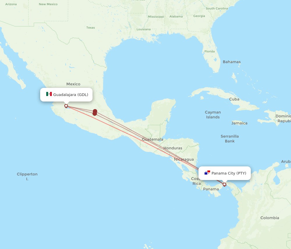 PTY-GDL flight routes