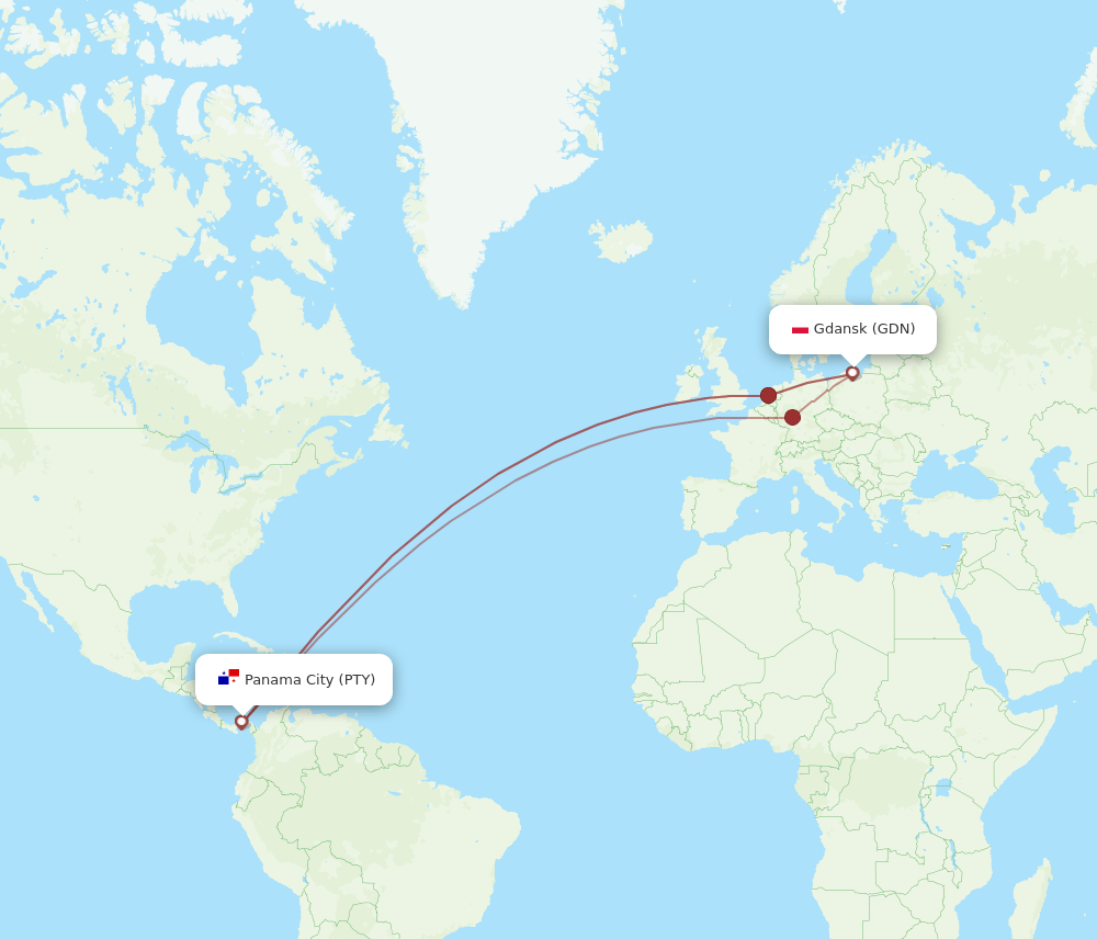 PTY-GDN flight routes