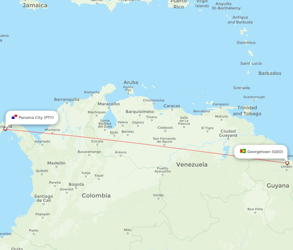 PTY-GEO flight routes