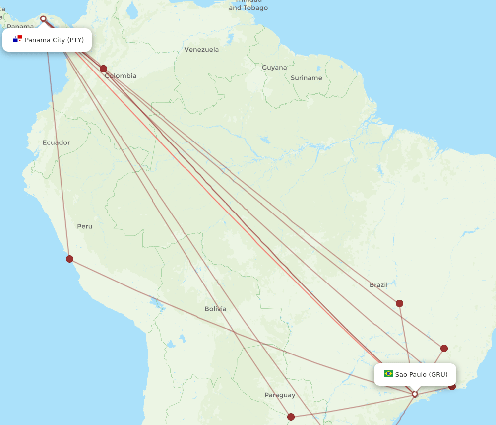 PTY-GRU flight routes