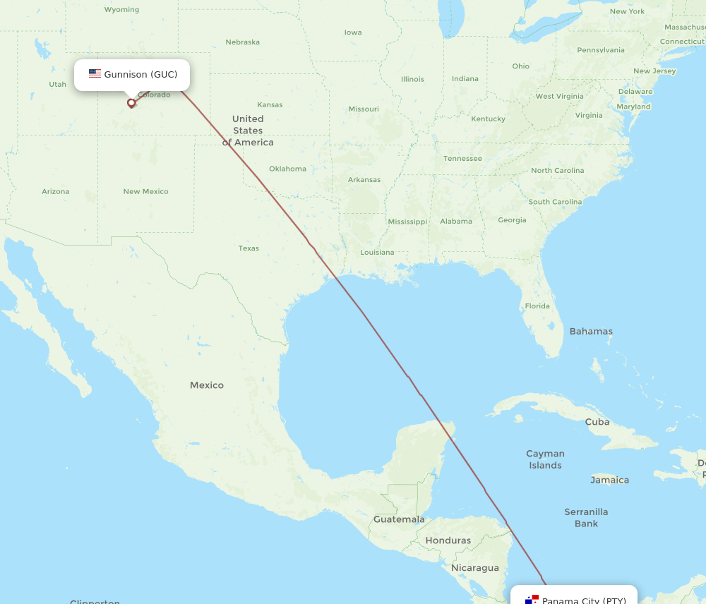 PTY-GUC flight routes