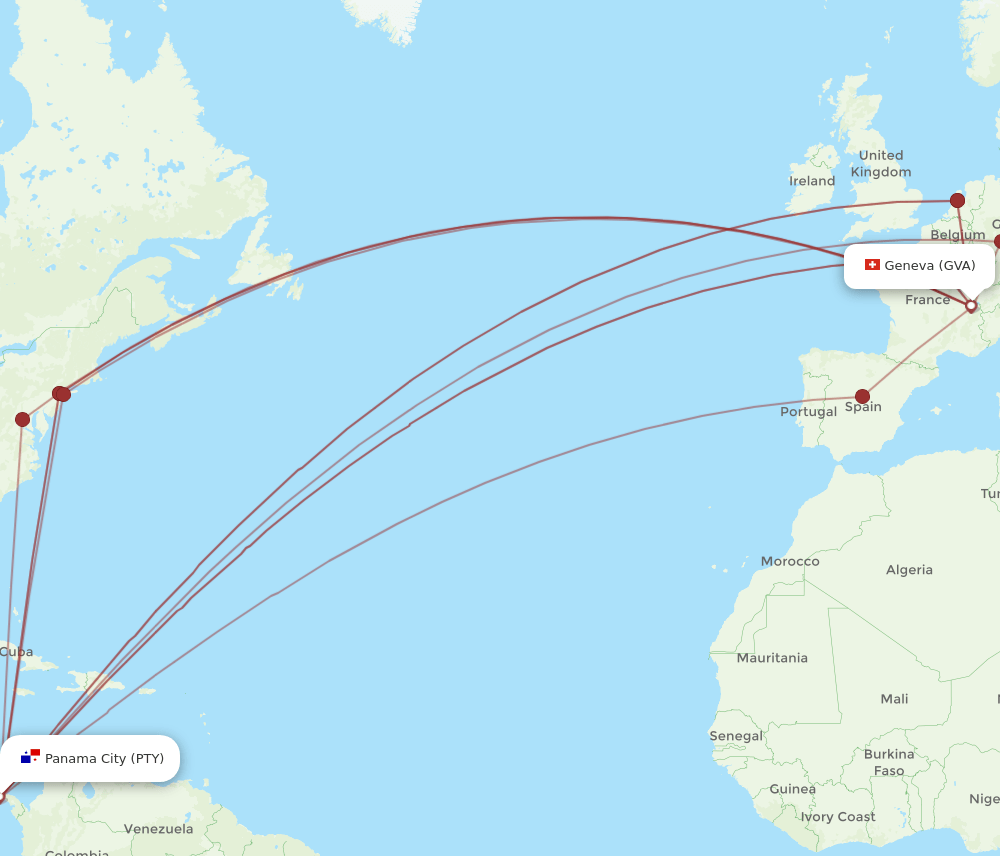 PTY-GVA flight routes