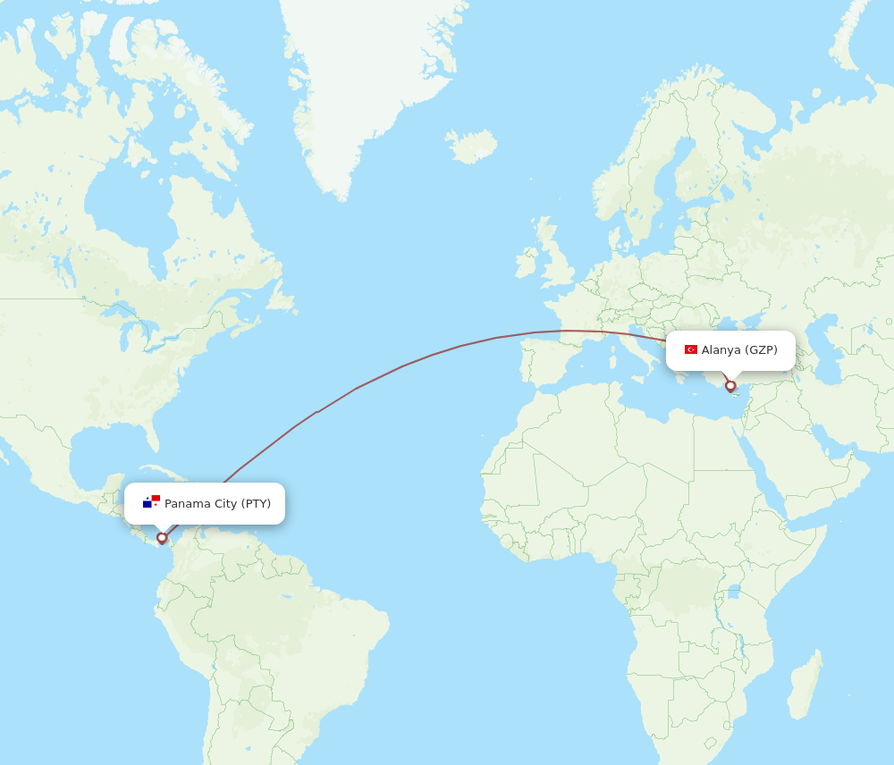 PTY-GZP flight routes