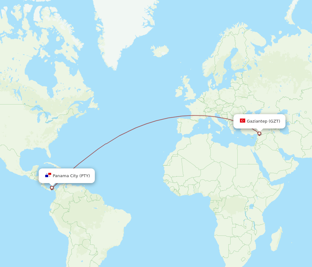 PTY-GZT flight routes
