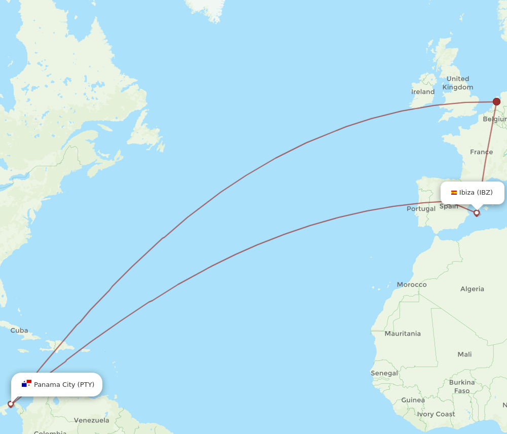 PTY-IBZ flight routes