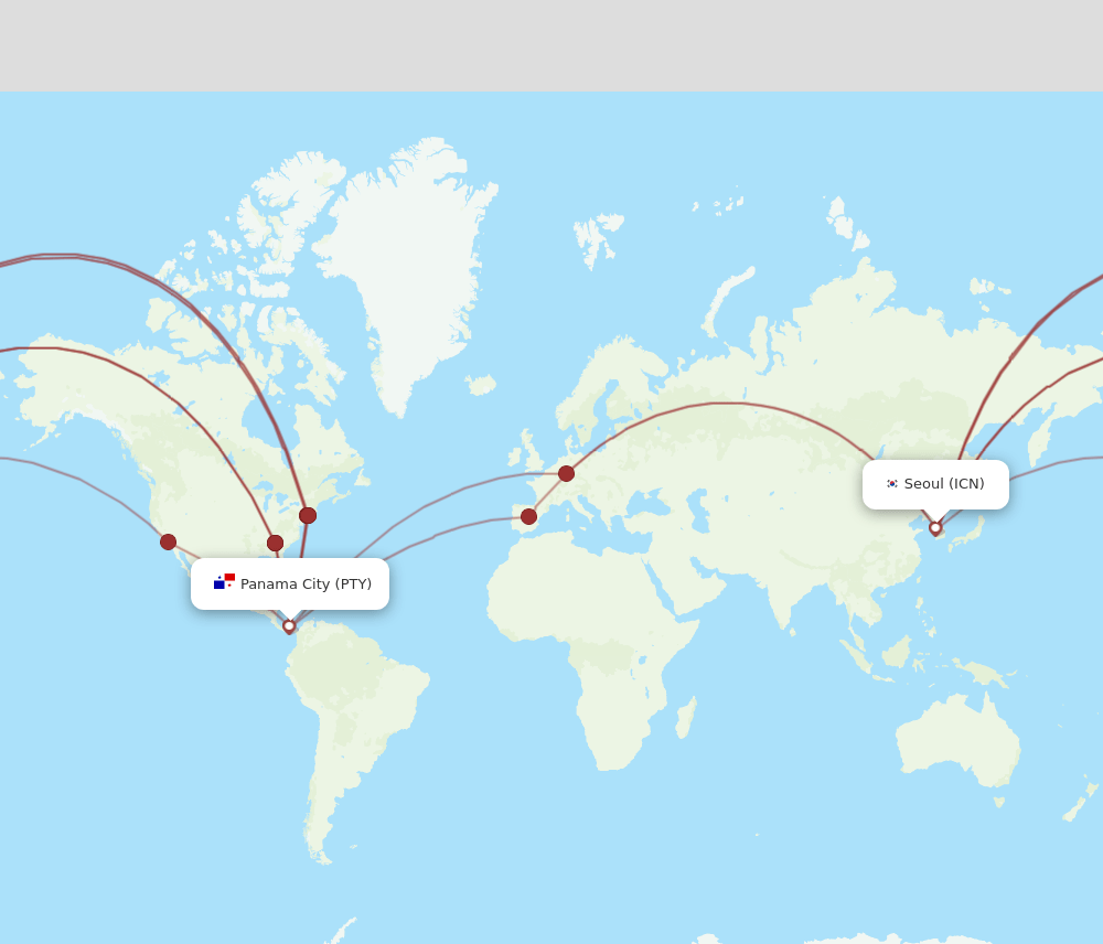PTY to ICN flights and routes map