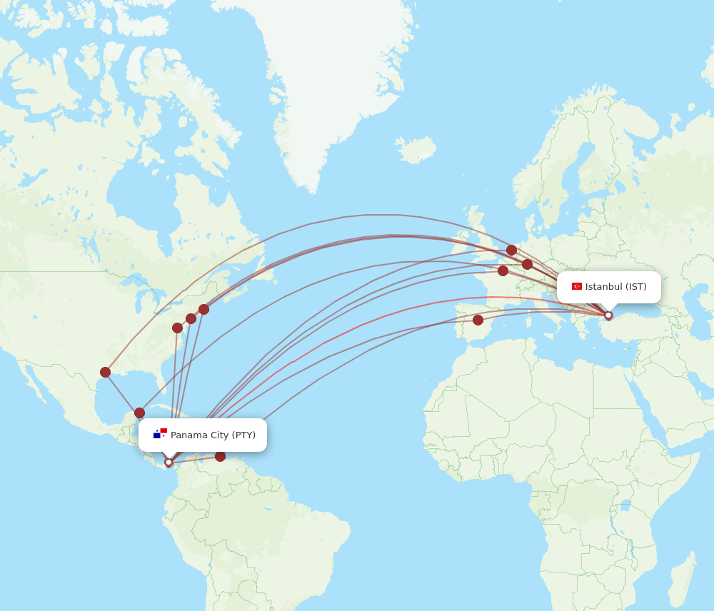 PTY-IST flight routes