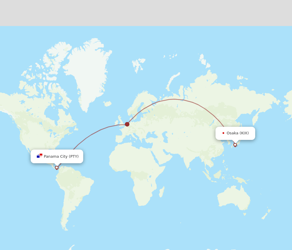 PTY-KIX flight routes