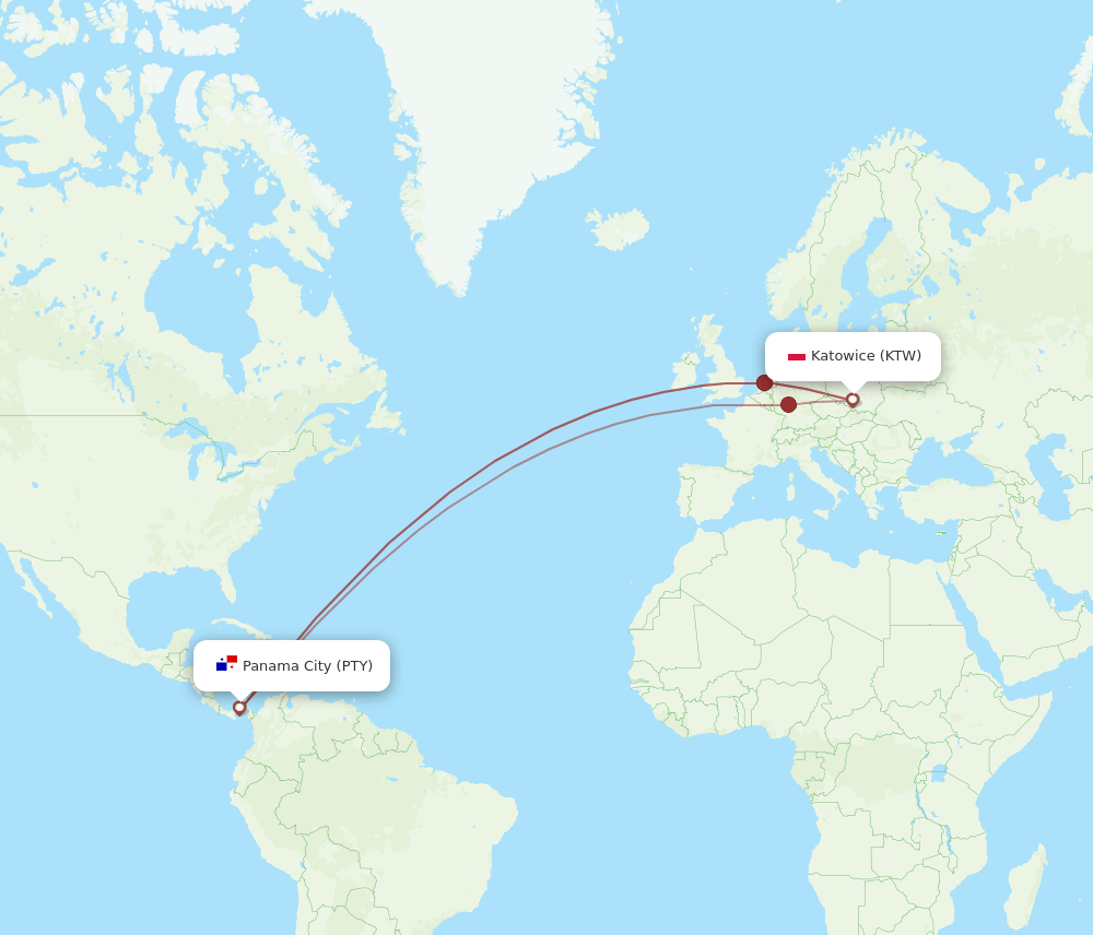 PTY-KTW flight routes