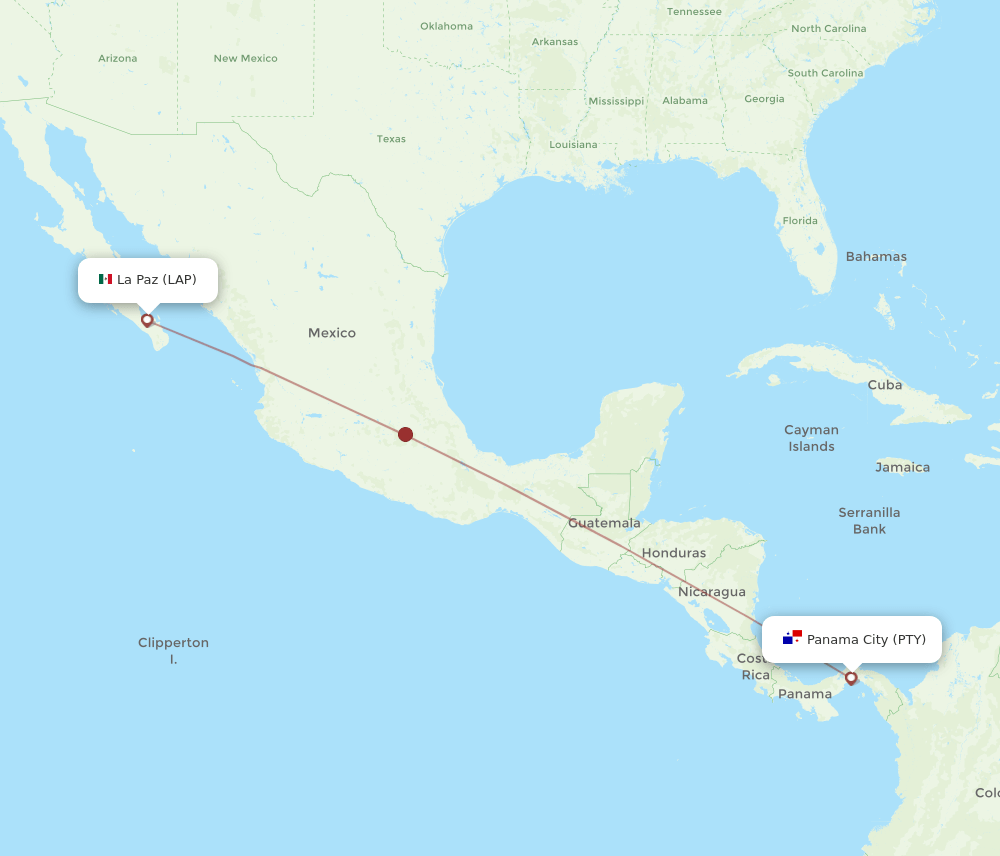 PTY to LAP flights and routes map