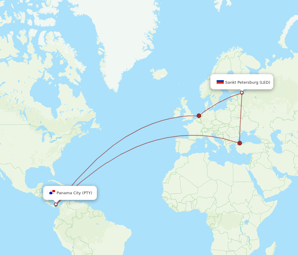 PTY-LED flight routes