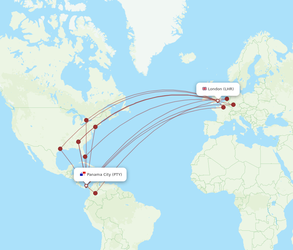 PTY-LHR flight routes