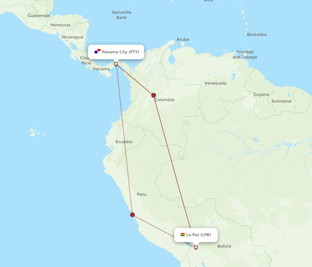 PTY-LPB flight routes