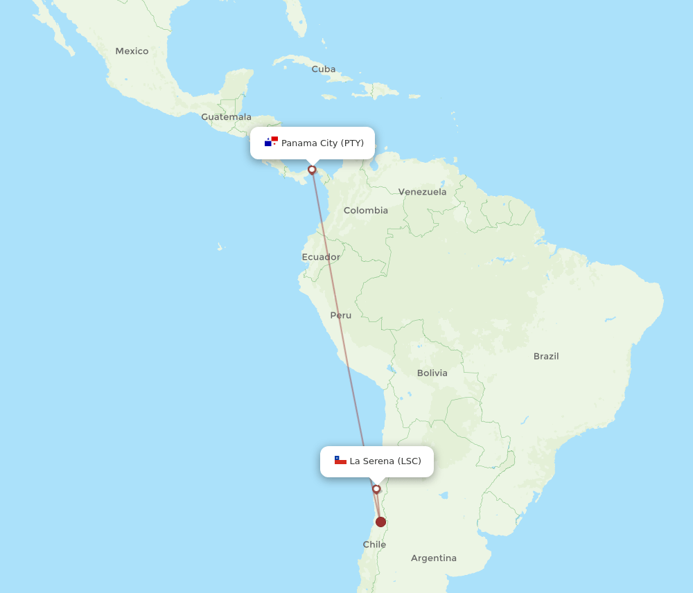 PTY-LSC flight routes