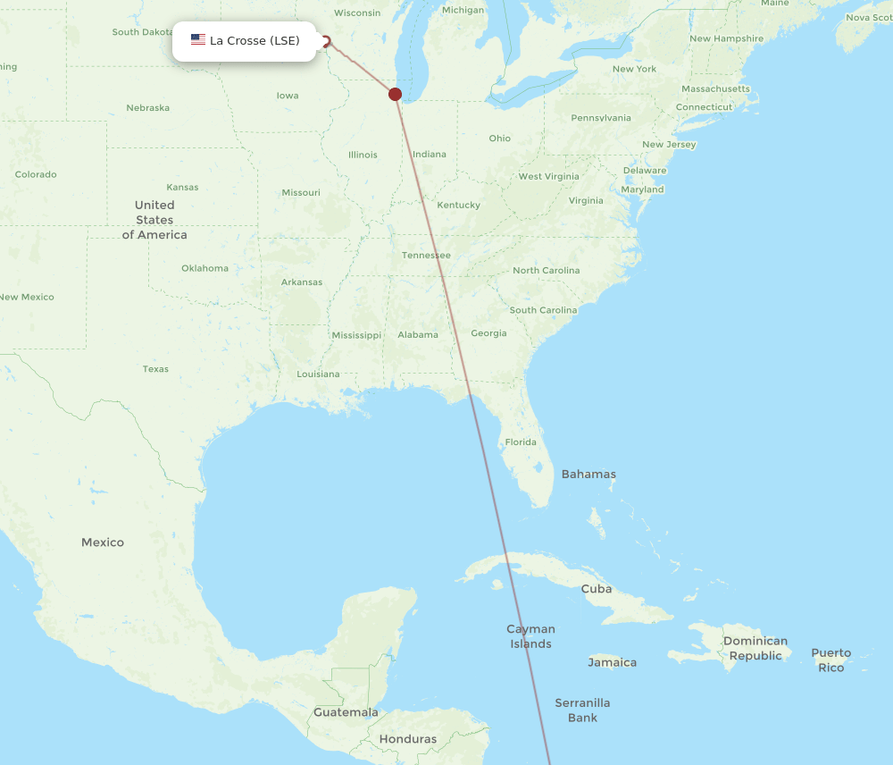 PTY-LSE flight routes
