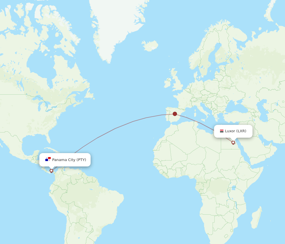 PTY-LXR flight routes