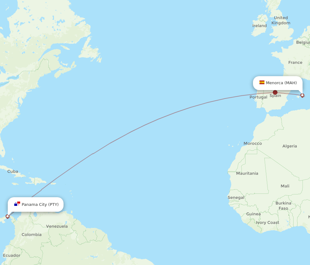 PTY-MAH flight routes