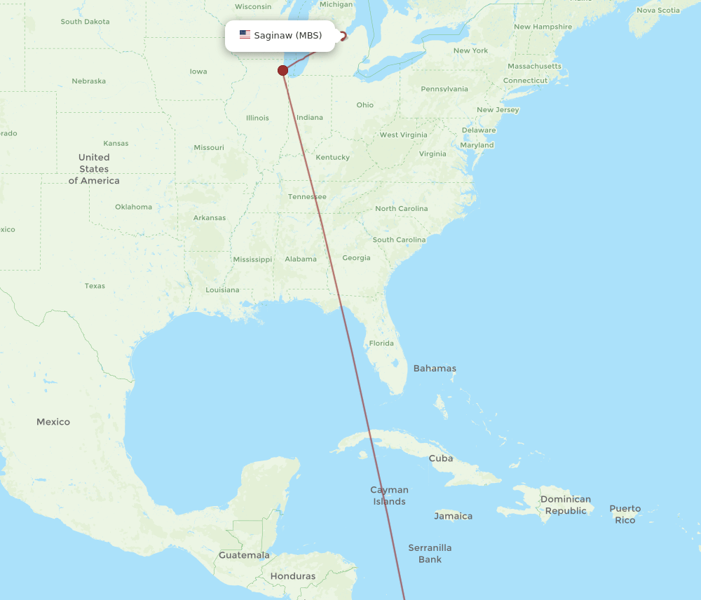 PTY to MBS flights and routes map