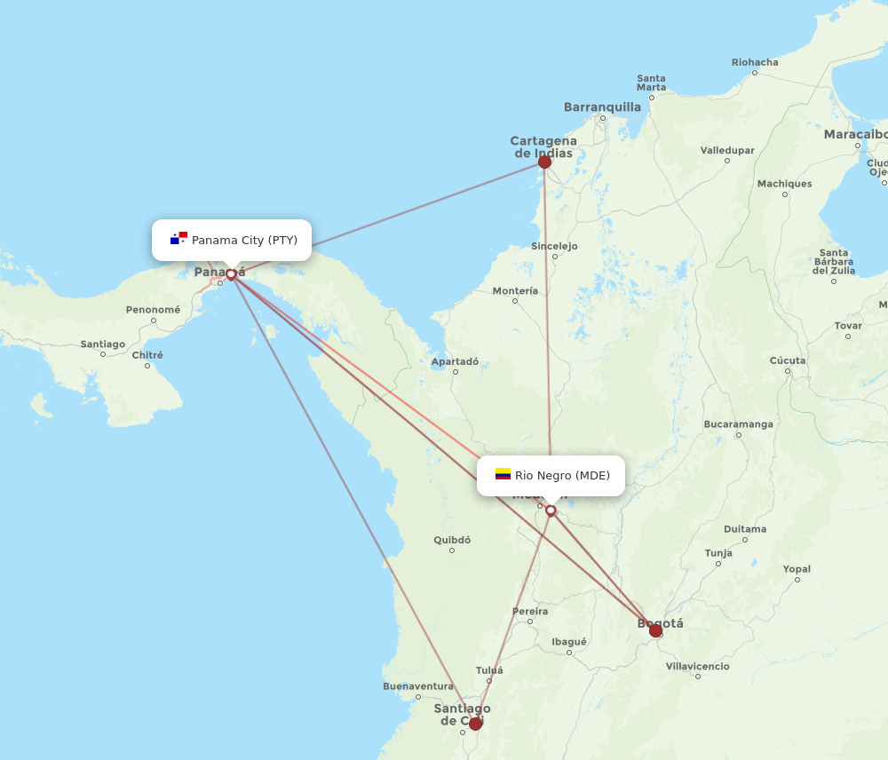 PTY to MDE flights and routes map