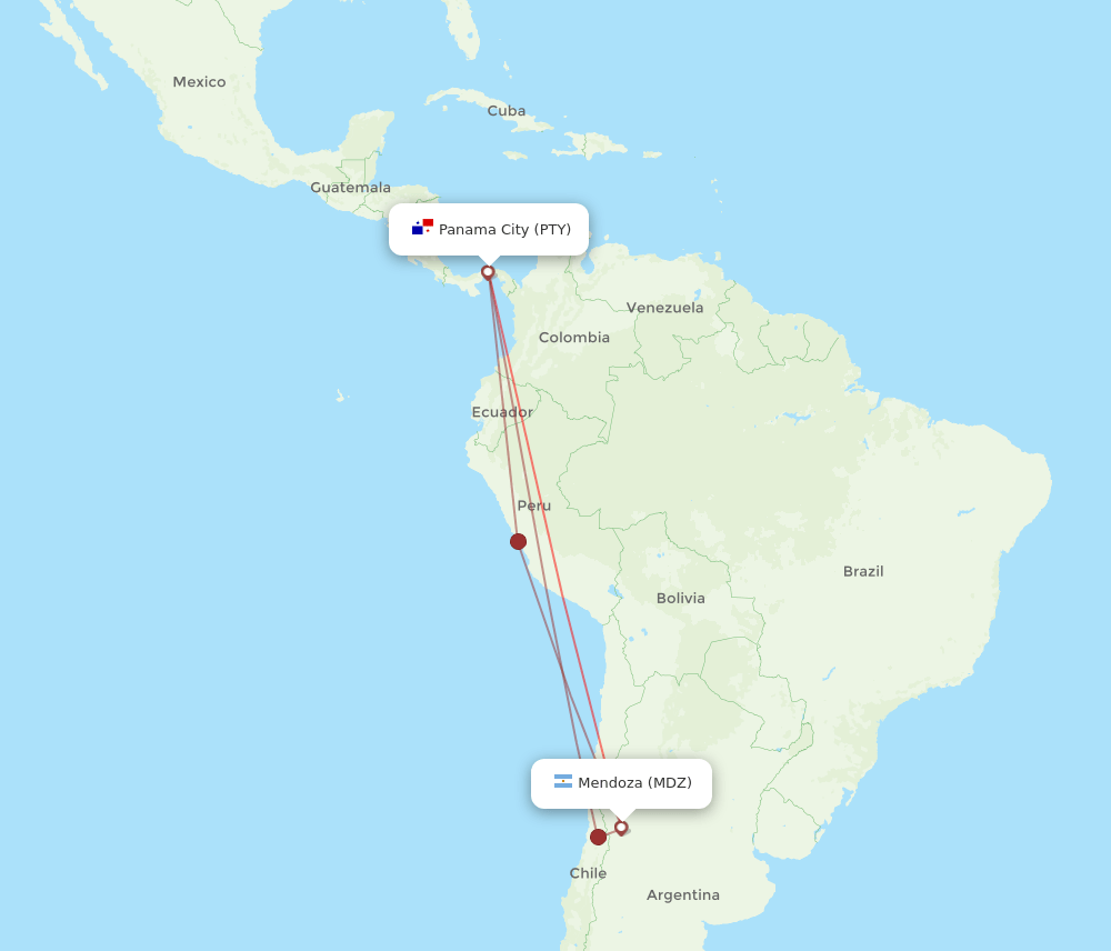 PTY-MDZ flight routes