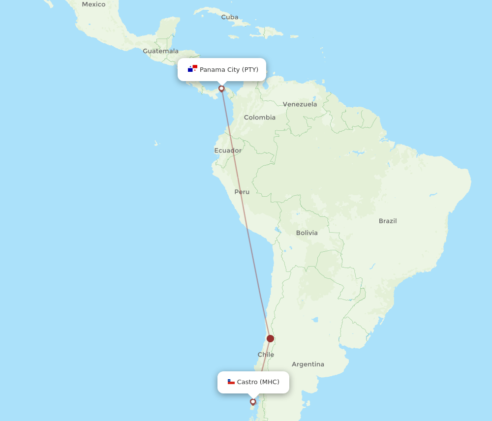 PTY-MHC flight routes