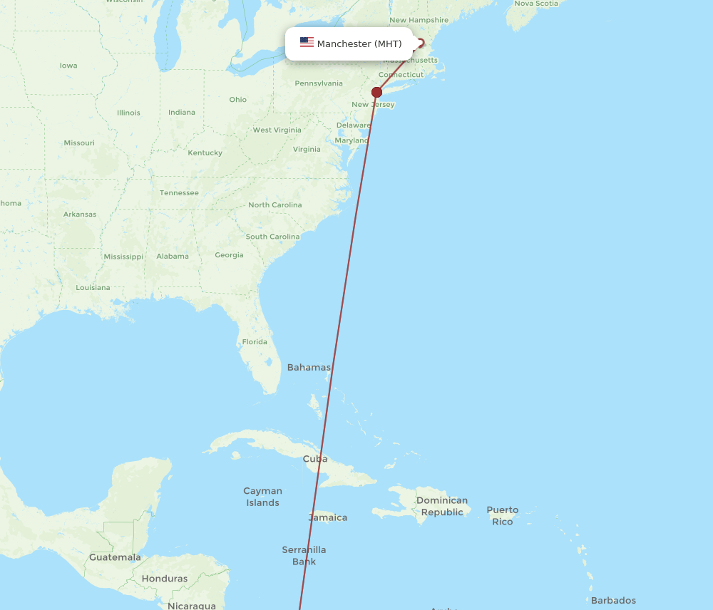PTY-MHT flight routes