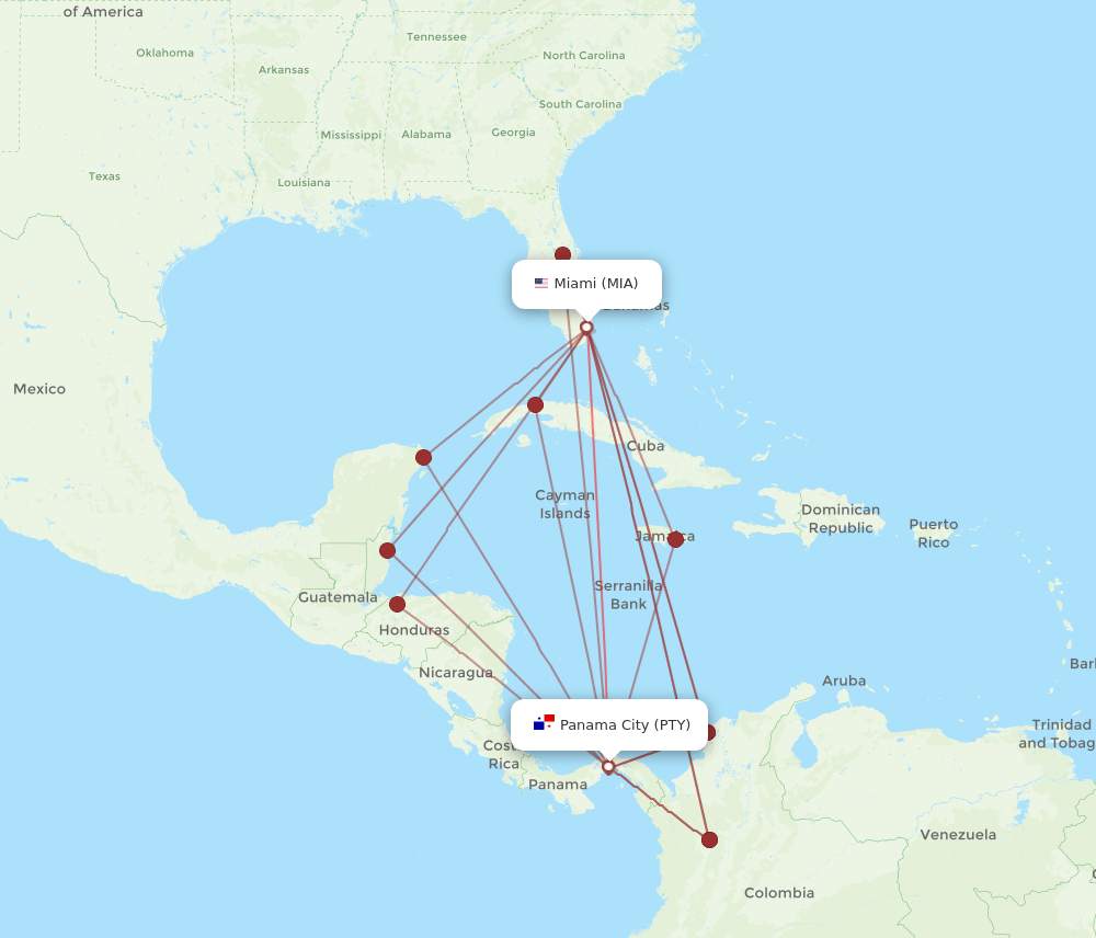 PTY-MIA flight routes