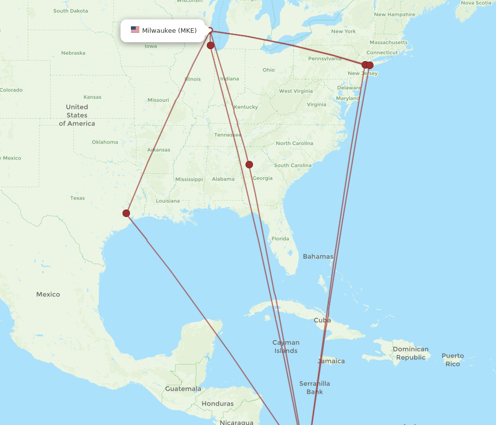 PTY-MKE flight routes