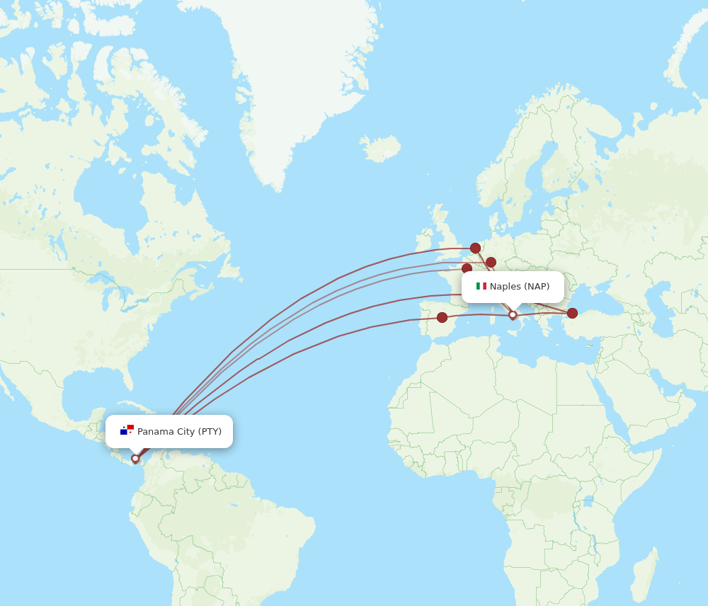 PTY-NAP flight routes