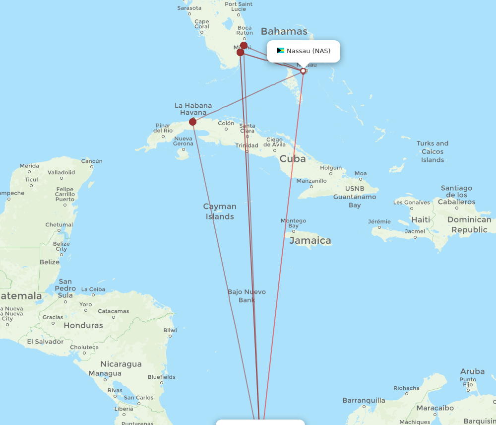 PTY-NAS flight routes