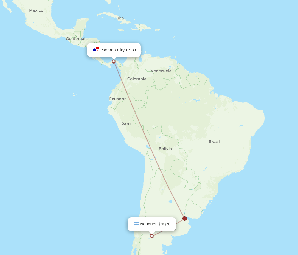 PTY-NQN flight routes