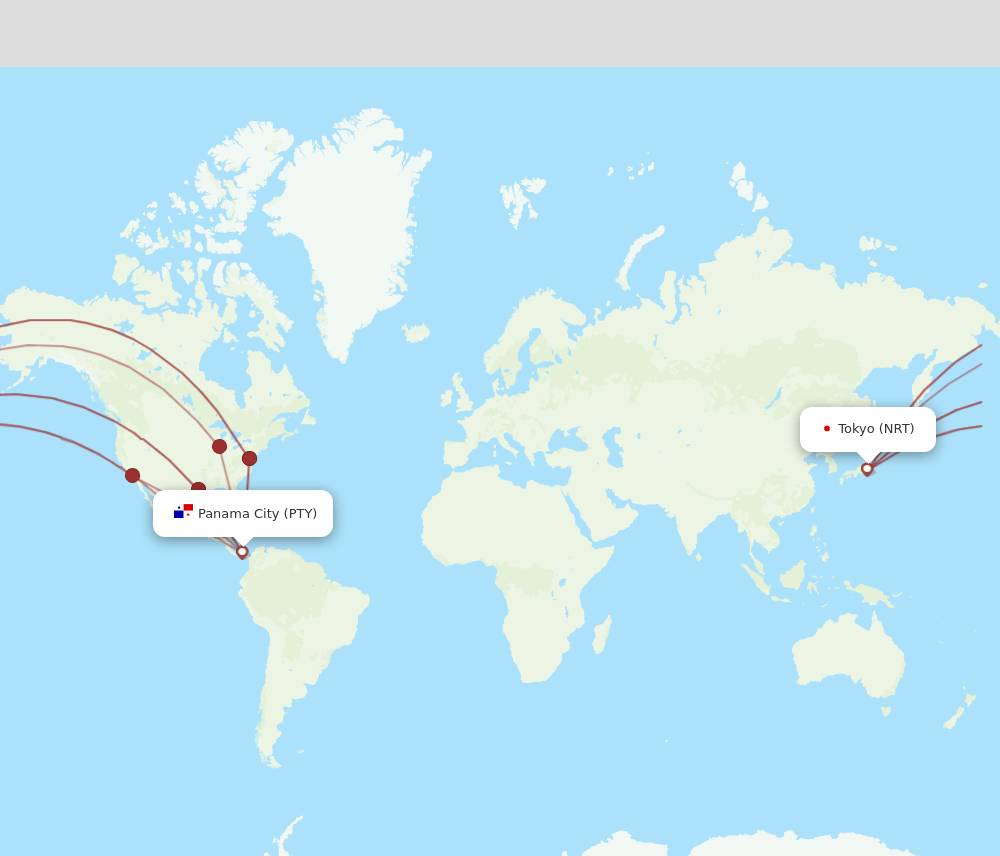 PTY-NRT flight routes