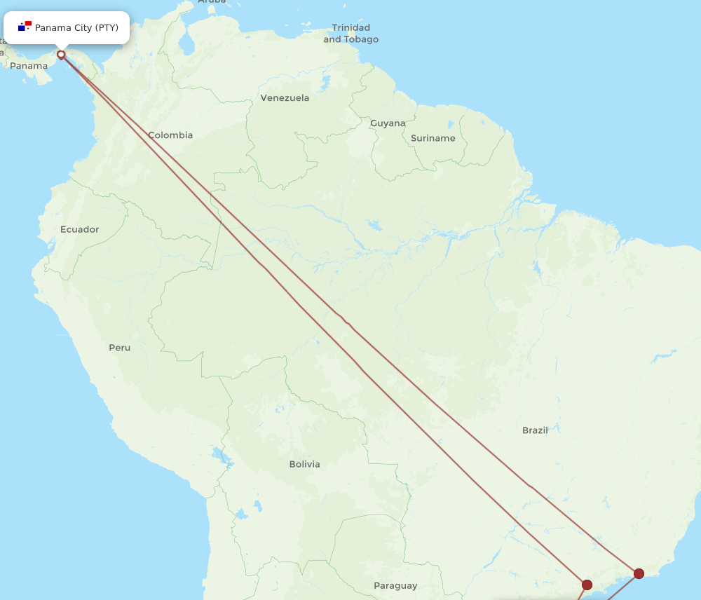 PTY-NVT flight routes