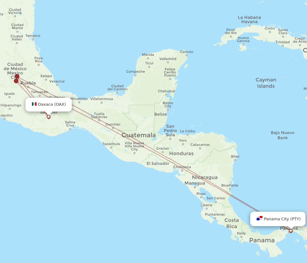 PTY-OAX flight routes