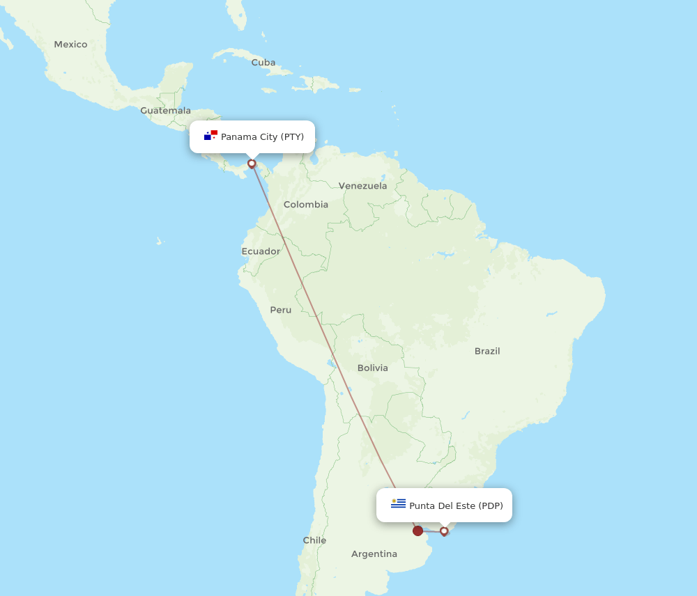 PTY-PDP flight routes