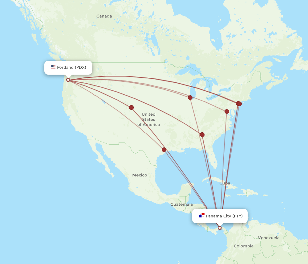 PTY-PDX flight routes