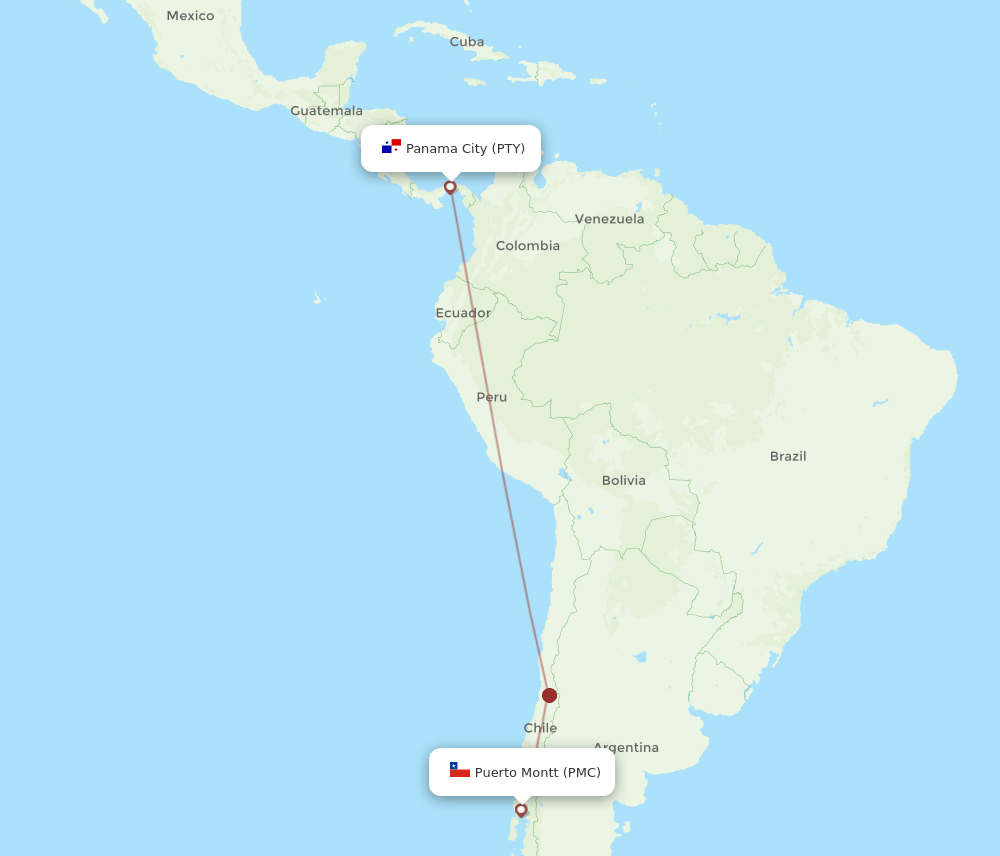PTY-PMC flight routes