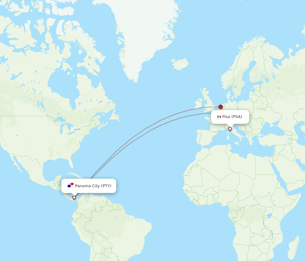 PTY-PSA flight routes