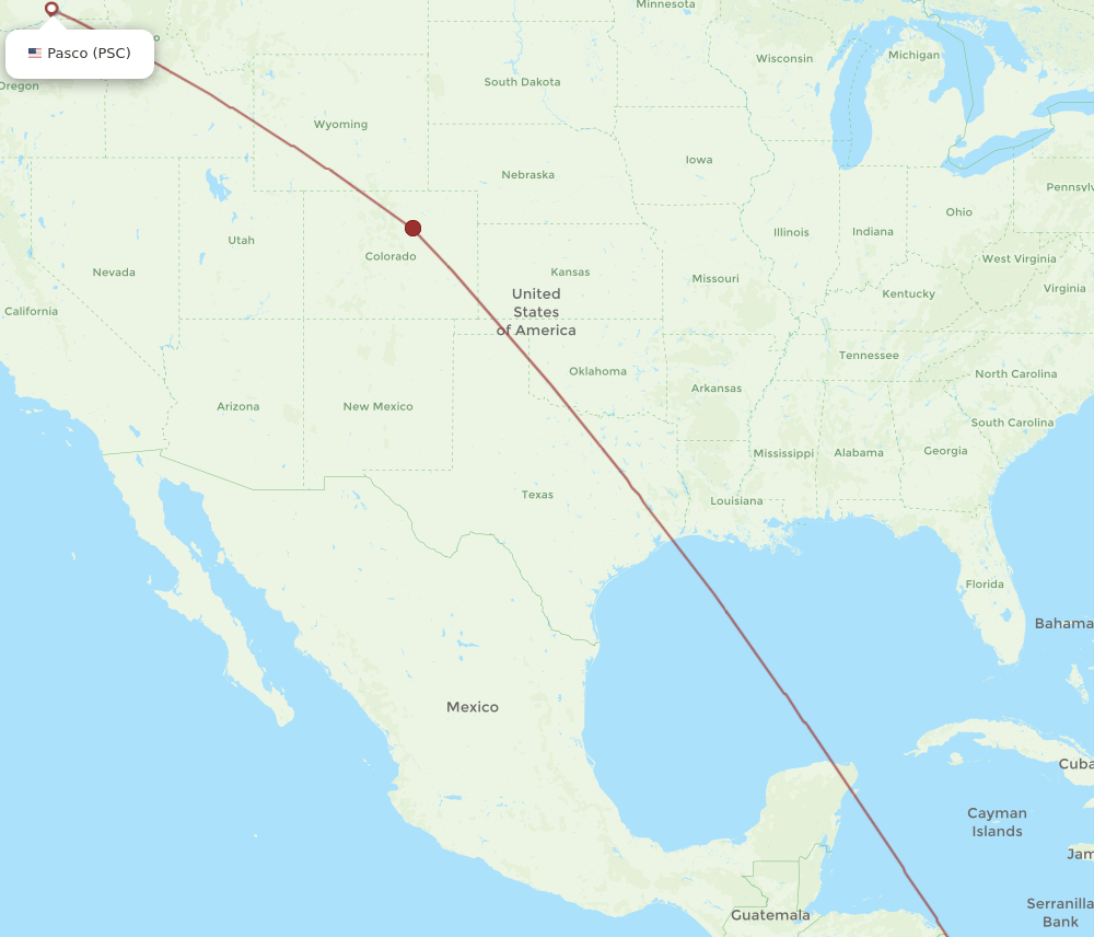 Pasco - Panama City route map and flight paths