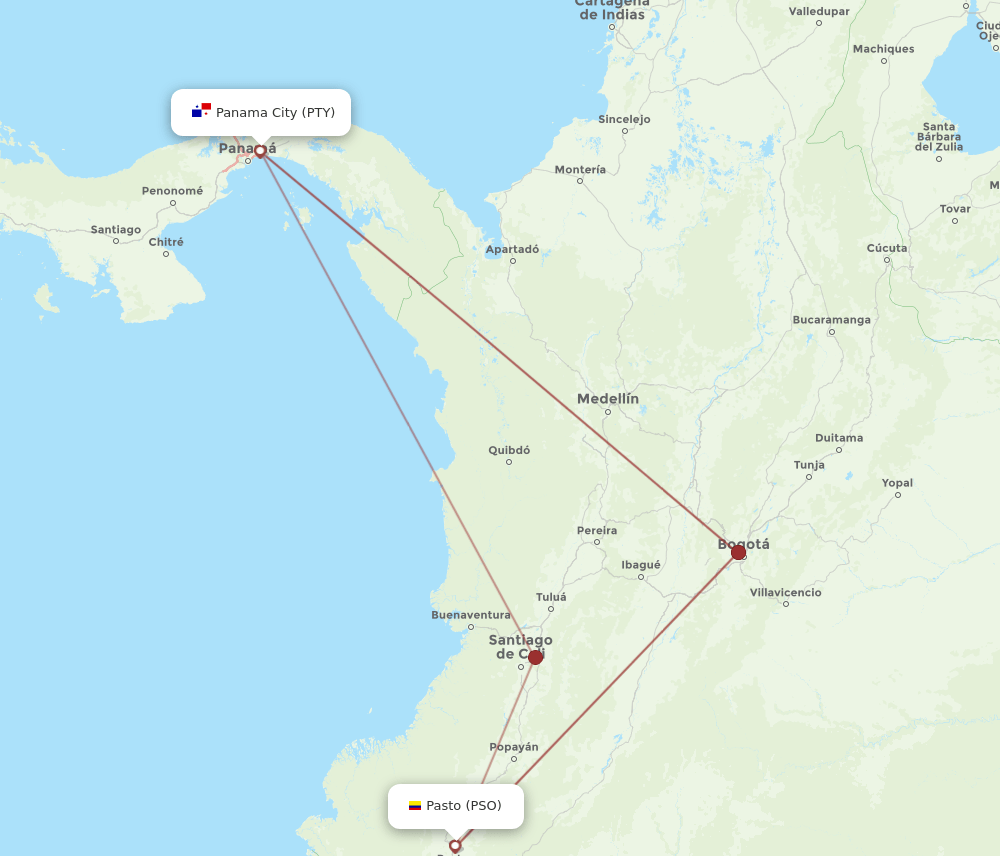 PTY-PSO flight routes