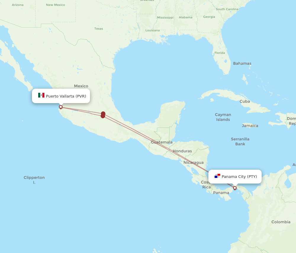 PTY-PVR flight routes