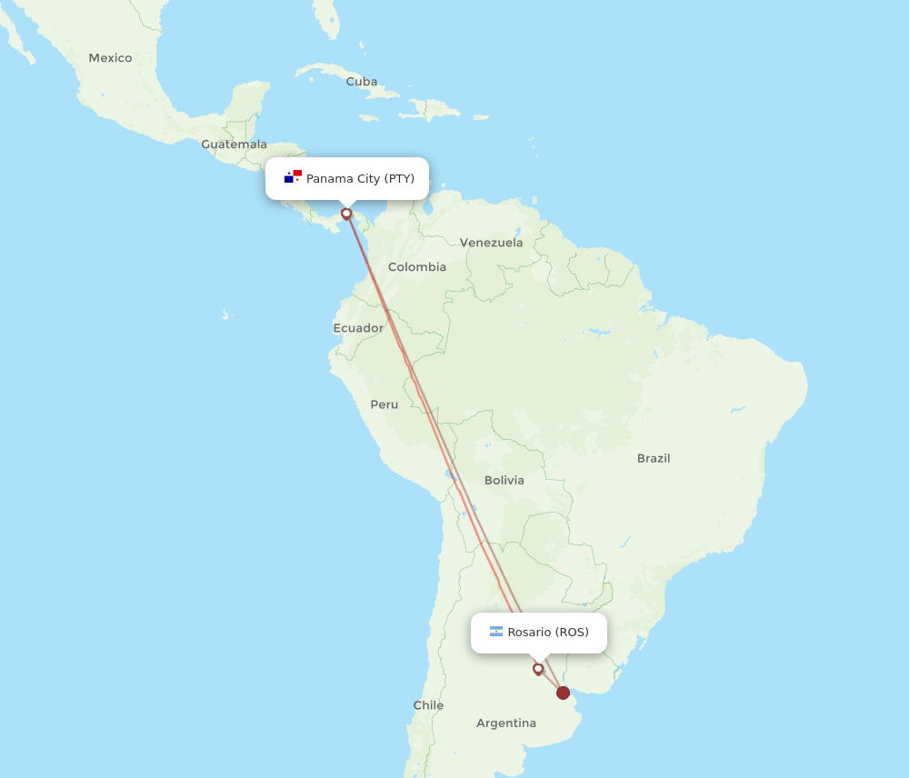 PTY-ROS flight routes