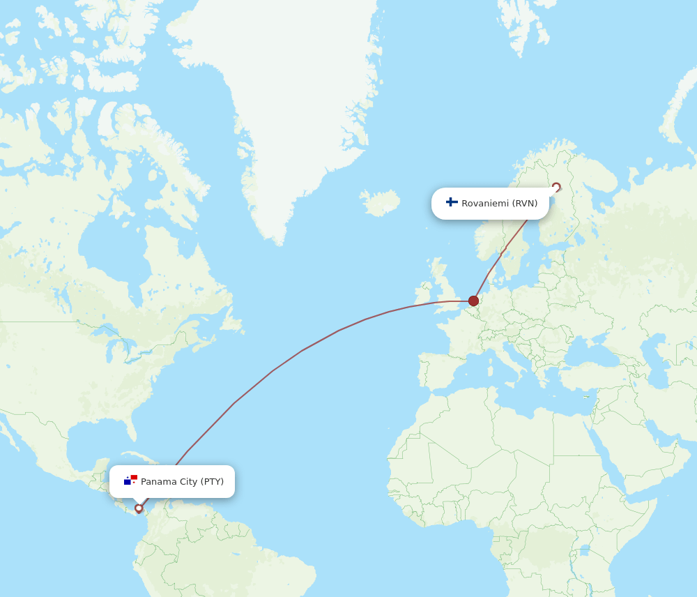 PTY-RVN flight routes