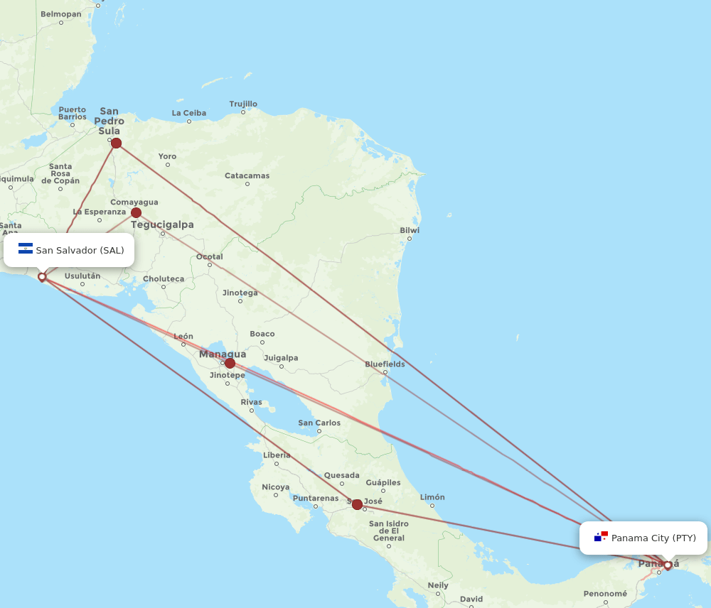 PTY-SAL flight routes