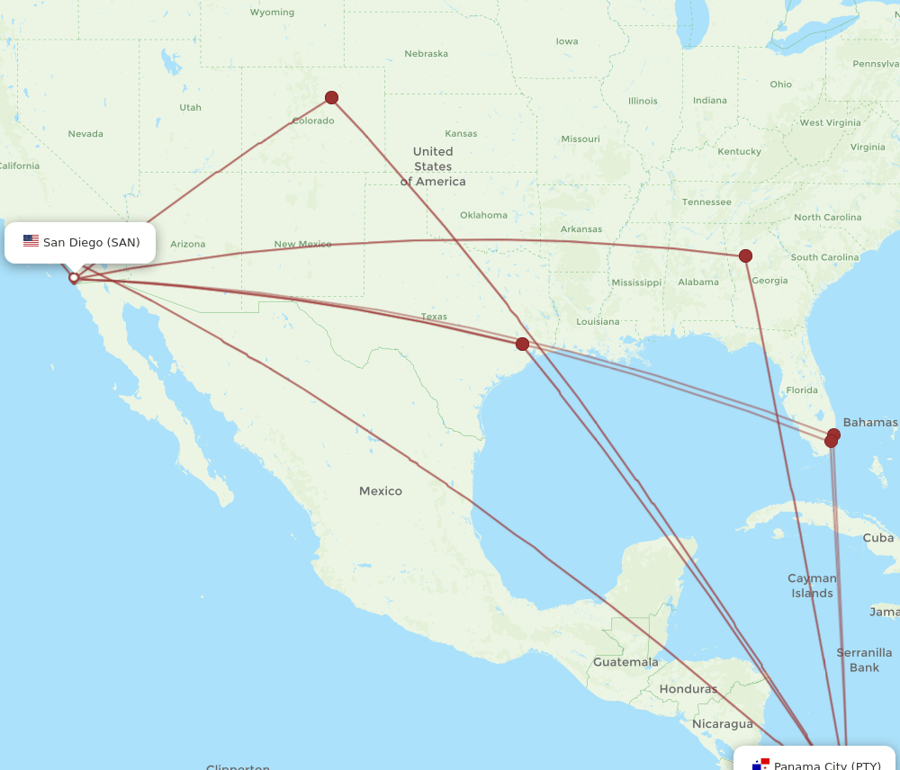 PTY-SAN flight routes