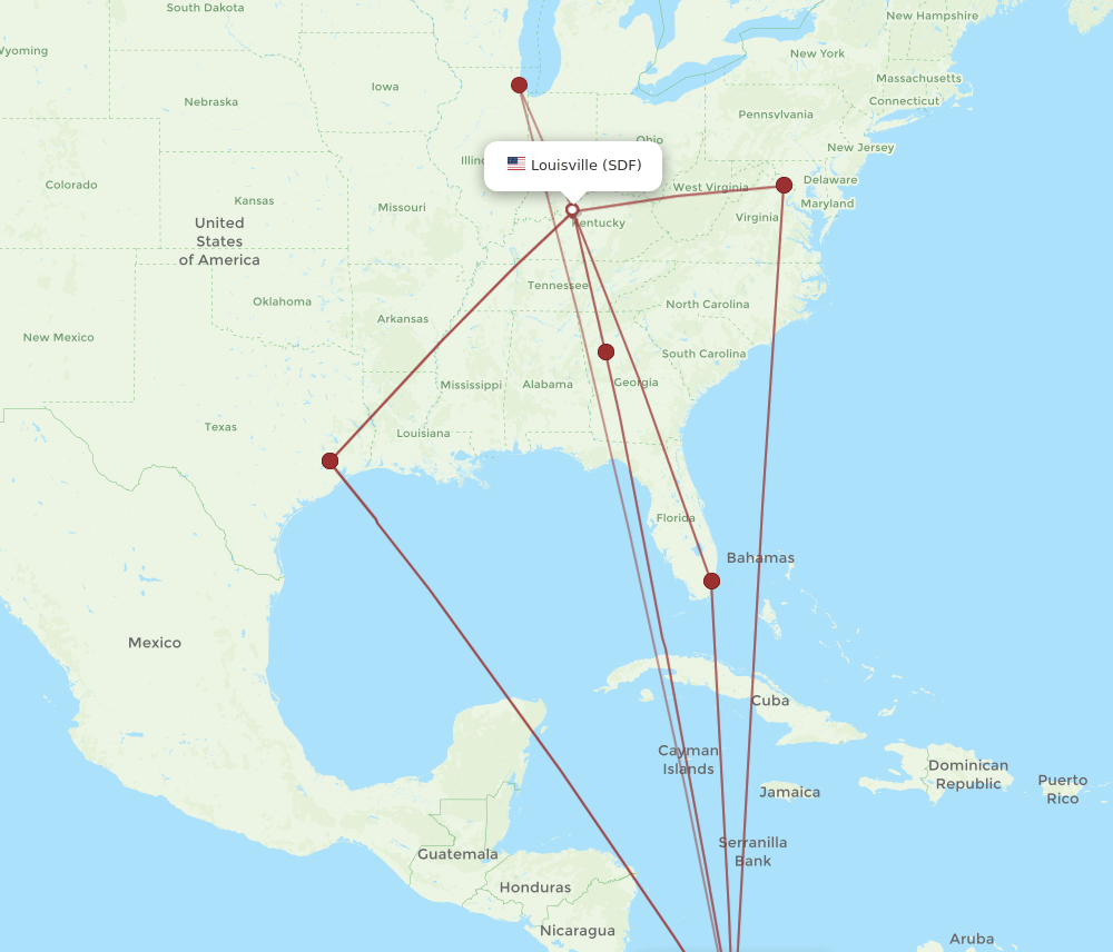 PTY-SDF flight routes