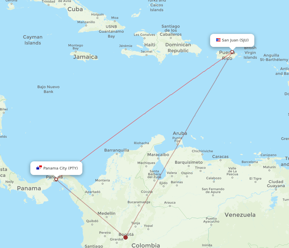 PTY-SJU flight routes