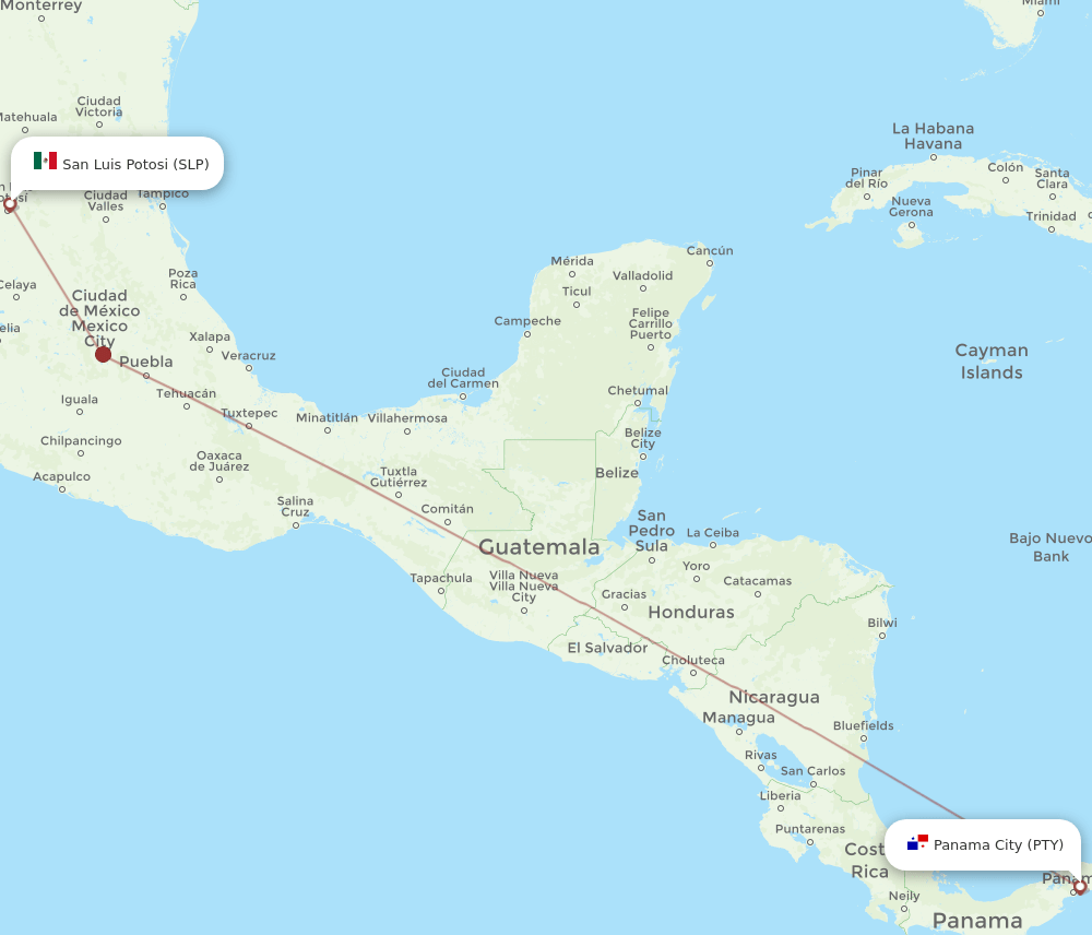 PTY-SLP flight routes